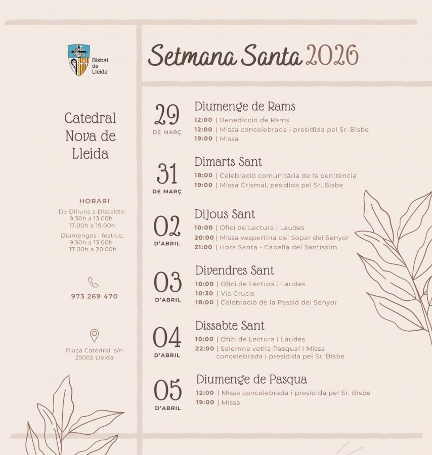Consulta els horaris de la Catedral de Setmana Santa