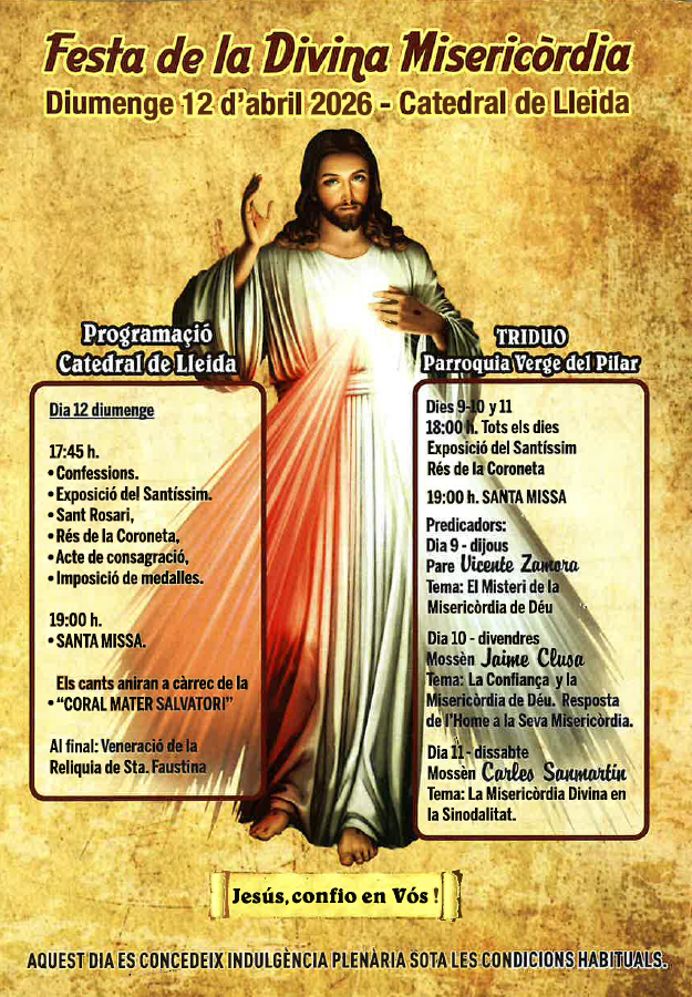 Celebració de la festa de la Divina Misericòrdia fins el 12 d'abril
