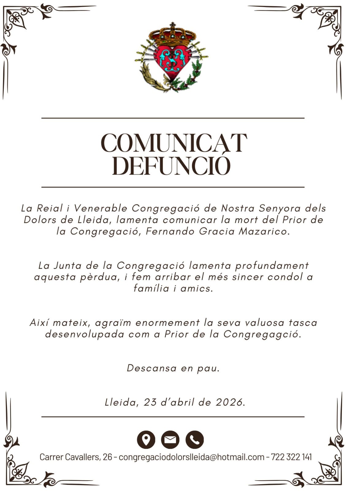 esquela dolors